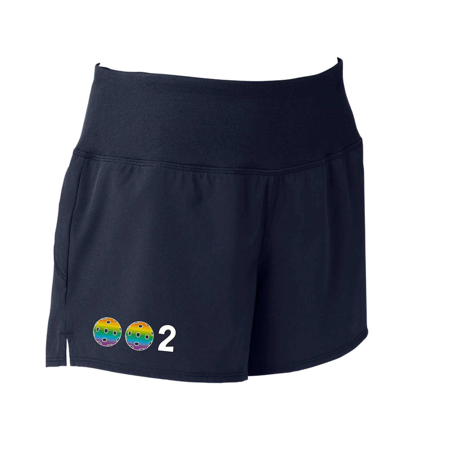 002 With Pickleballs (Colors Cyan Orange Purple Rainbow) | Women's Pickleball Shorts