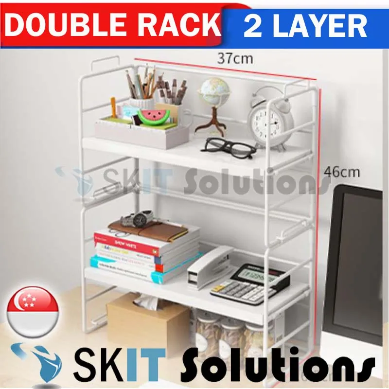 1/2/3 Tiers Desktop Shelf Organizer Adjustable Wood Display Desk Book Countertop Storage Rack Table Shelves Stand