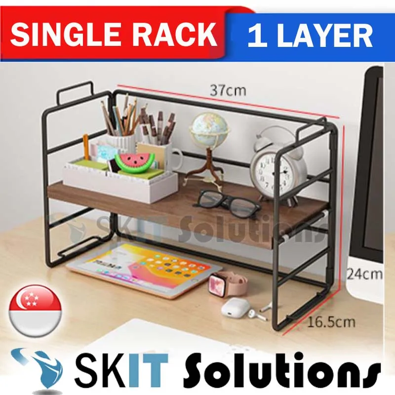 1/2/3 Tiers Desktop Shelf Organizer Adjustable Wood Display Desk Book Countertop Storage Rack Table Shelves Stand