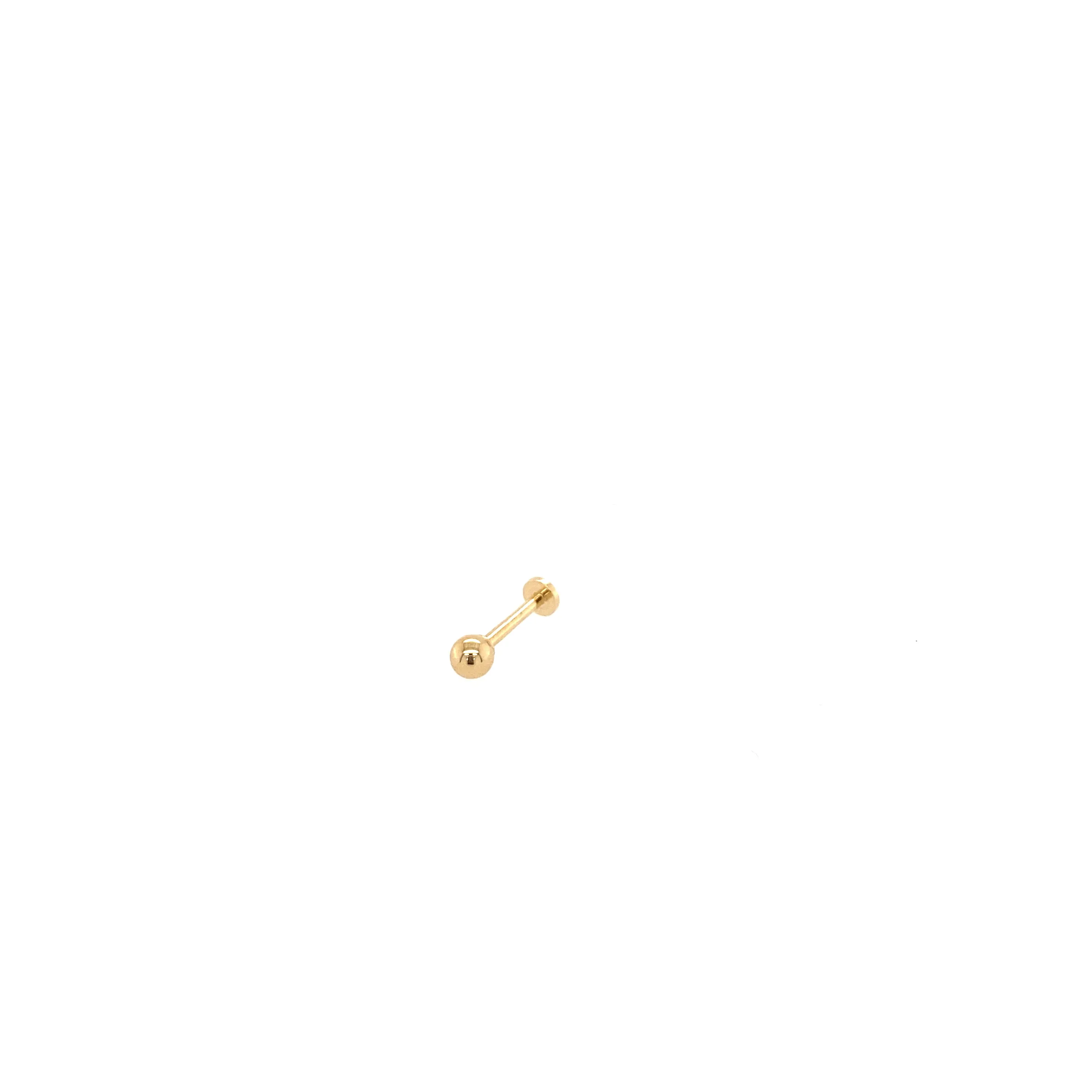 14K Gold Ball Stud with Flat Backing