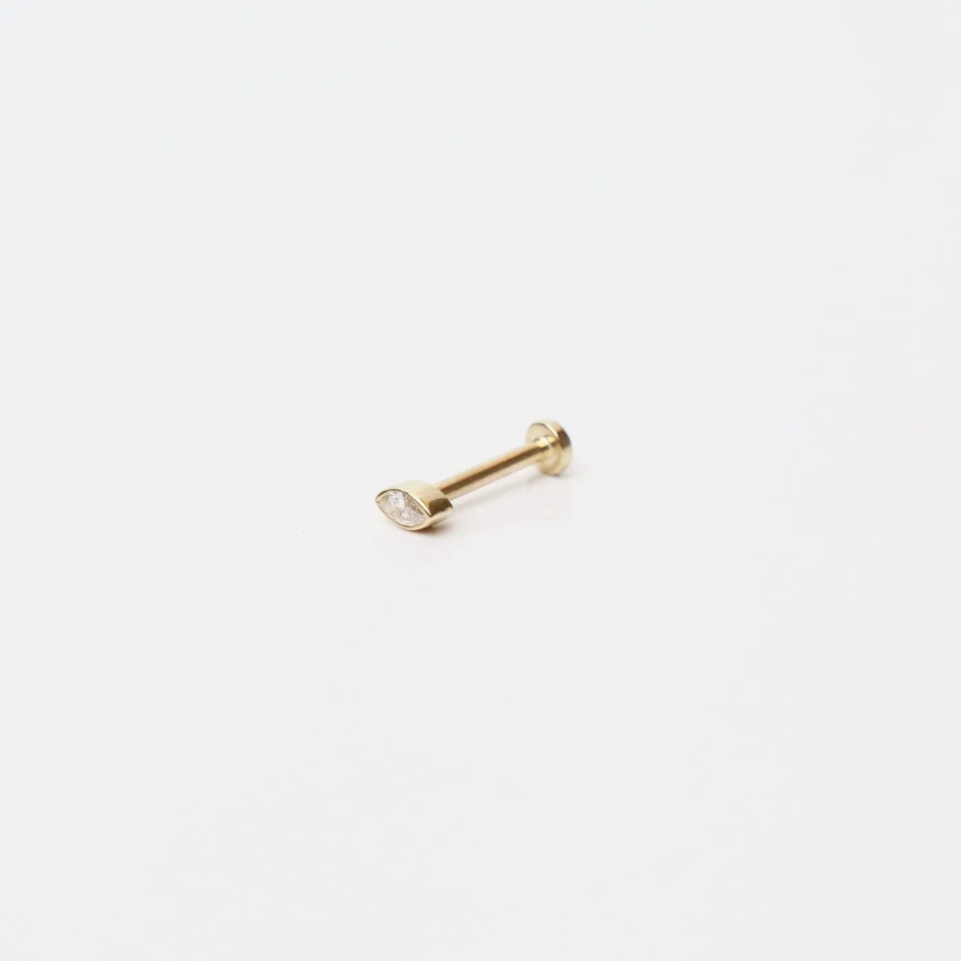 14k Gold Bezel Set Diamond Marquise Flat Back Stud - SINGLE