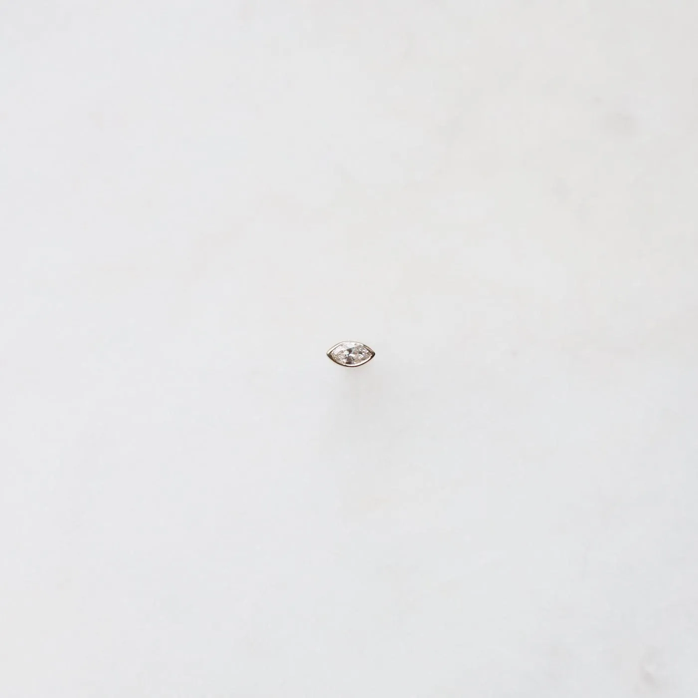 14k Gold Bezel Set Diamond Marquise Flat Back Stud - SINGLE