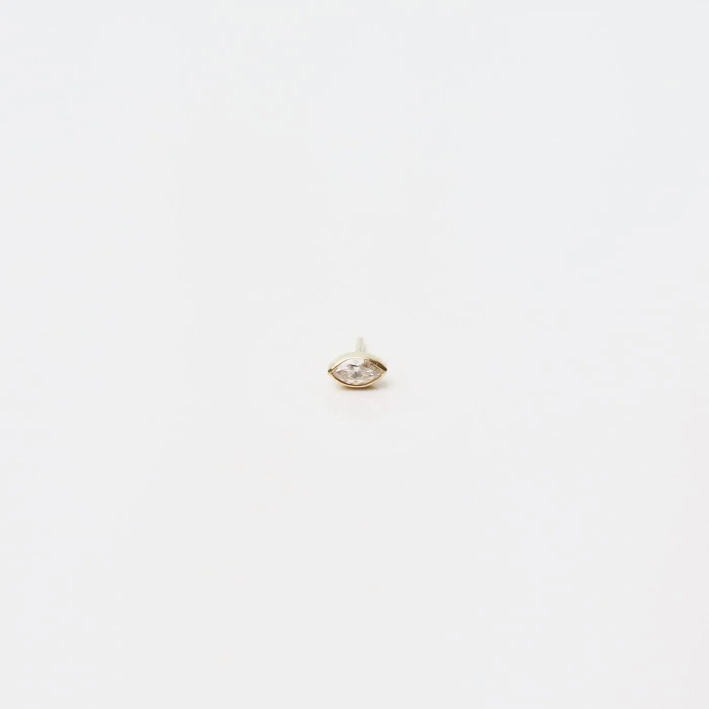 14k Gold Bezel Set Diamond Marquise Flat Back Stud - SINGLE