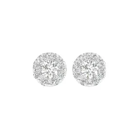 14K White Gold Lab Grown Diamond Halo Stud Earrings