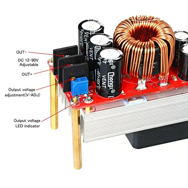 1500W 30A CC CV Boost Converter DC-DC Step Up Power Supply Adjustable Module DC10V-60V To 12V-90V