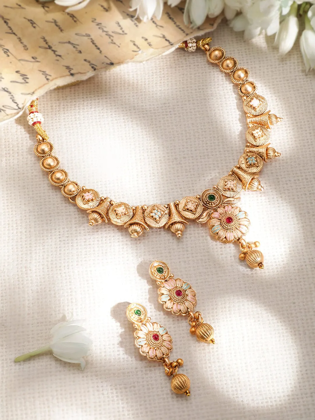 22KT Gold-Plated Stone-Studded Jewellery Set