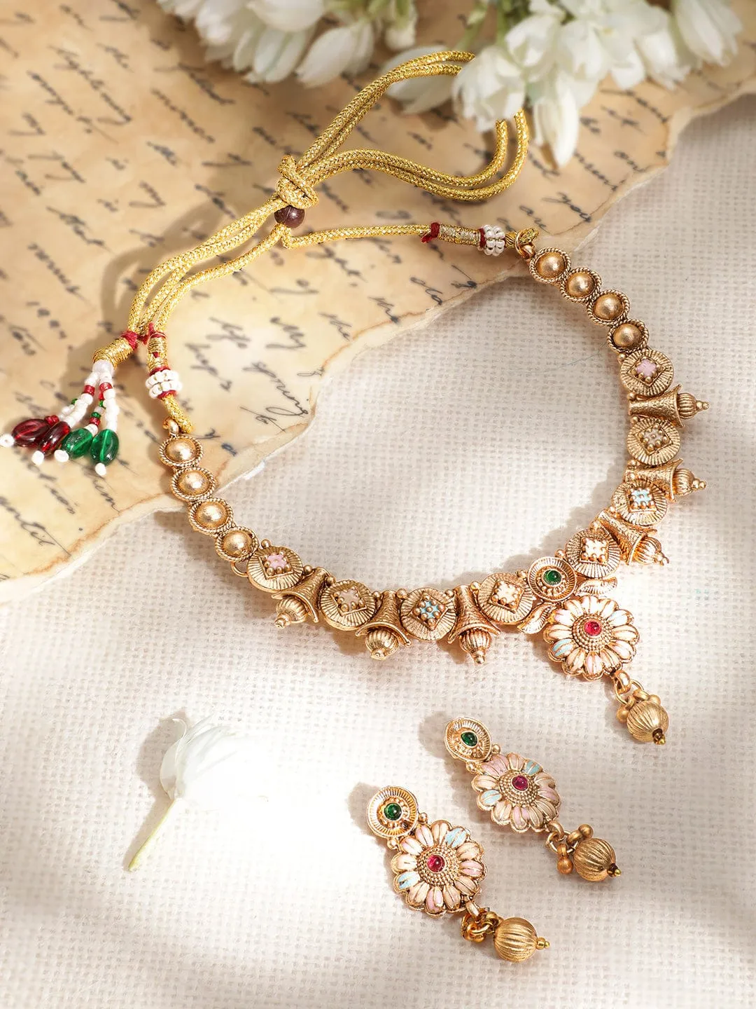 22KT Gold-Plated Stone-Studded Jewellery Set