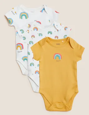 3pk Pure Cotton Rainbow Bodysuits