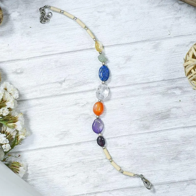 7 Chakra Chip Gemstone Healing Bracelet