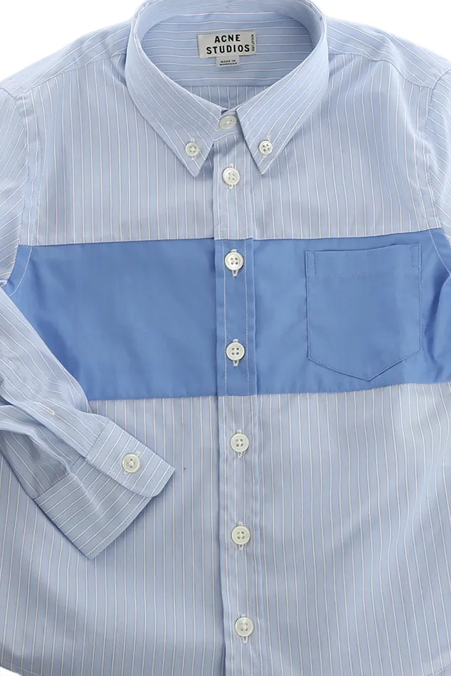 Acne Studios Mini Isherwood Blue Stripe Colorblock Button Up