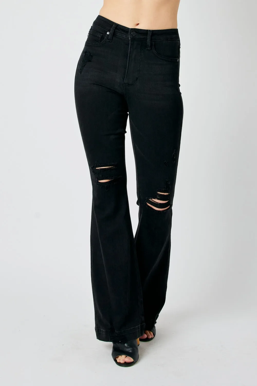 Amy High Rise Tummy Control Distressed Black Jeans