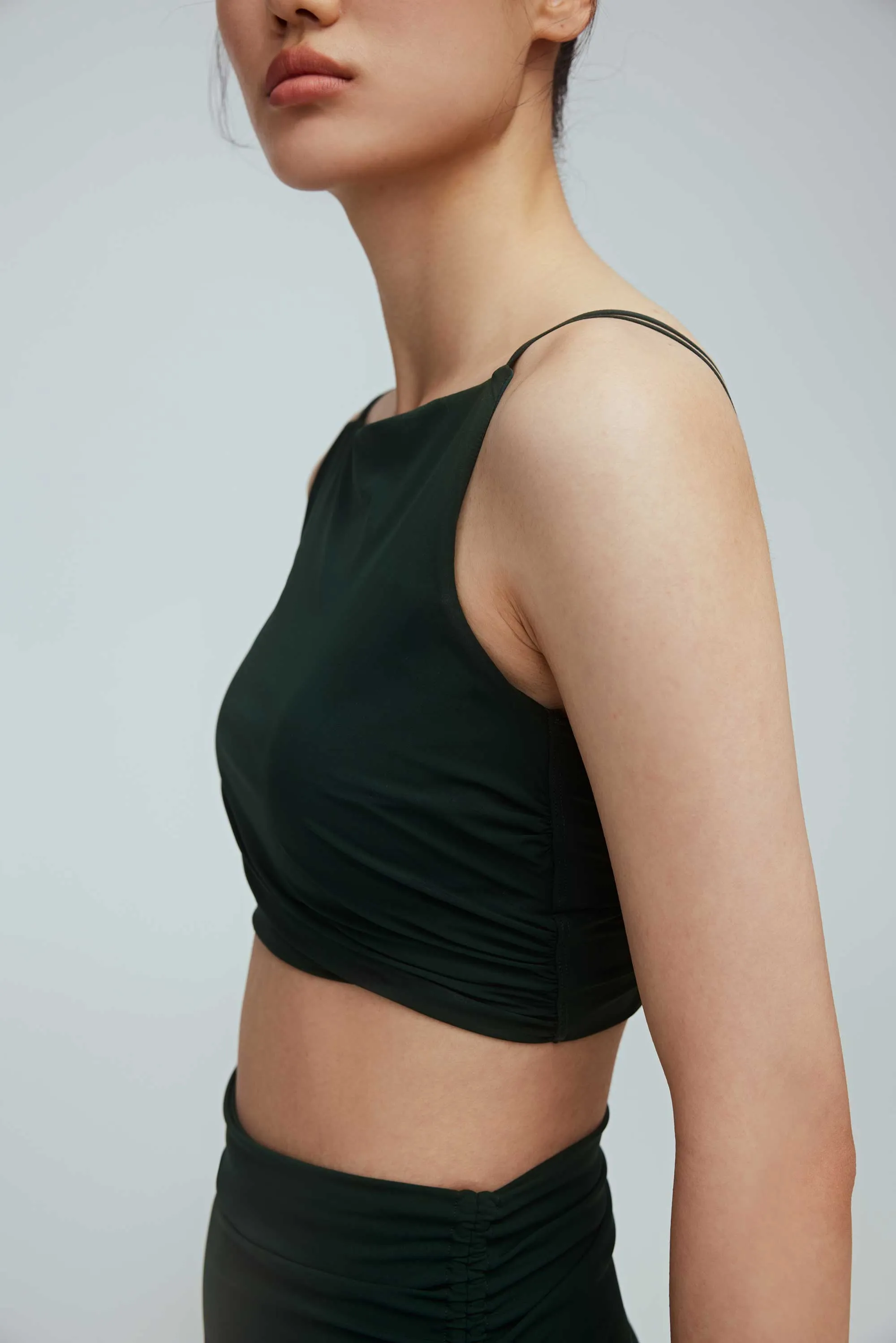 Ballet Pleated Boatneck Bra Top