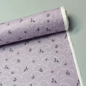 Bird Printed Cotton - Lilac - Soaring