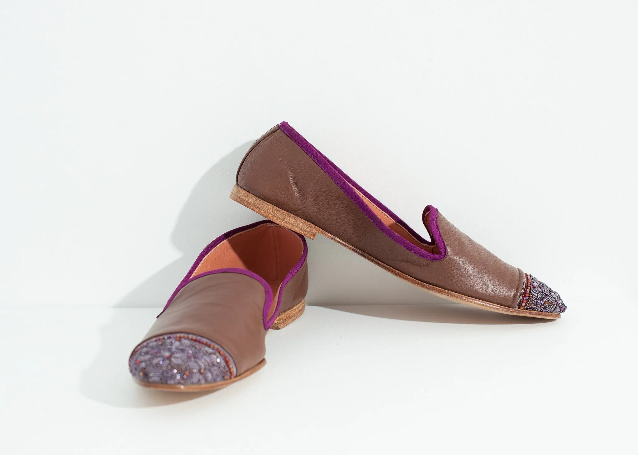 Bizi Cap Toe Loafer in Rose/Aubergine -UEB