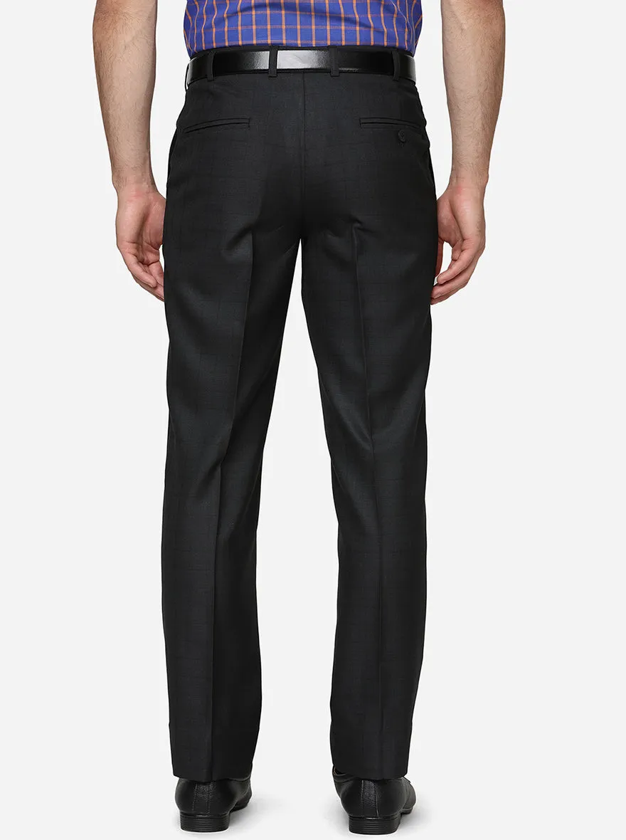 Black & Grey Checked Classic Fit Formal Trouser | Greenfibre