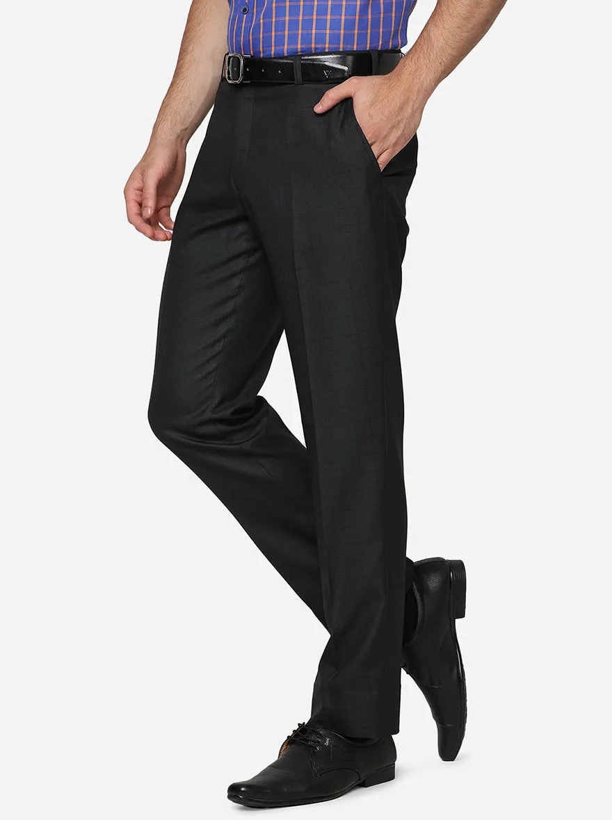 Black & Grey Checked Classic Fit Formal Trouser | Greenfibre