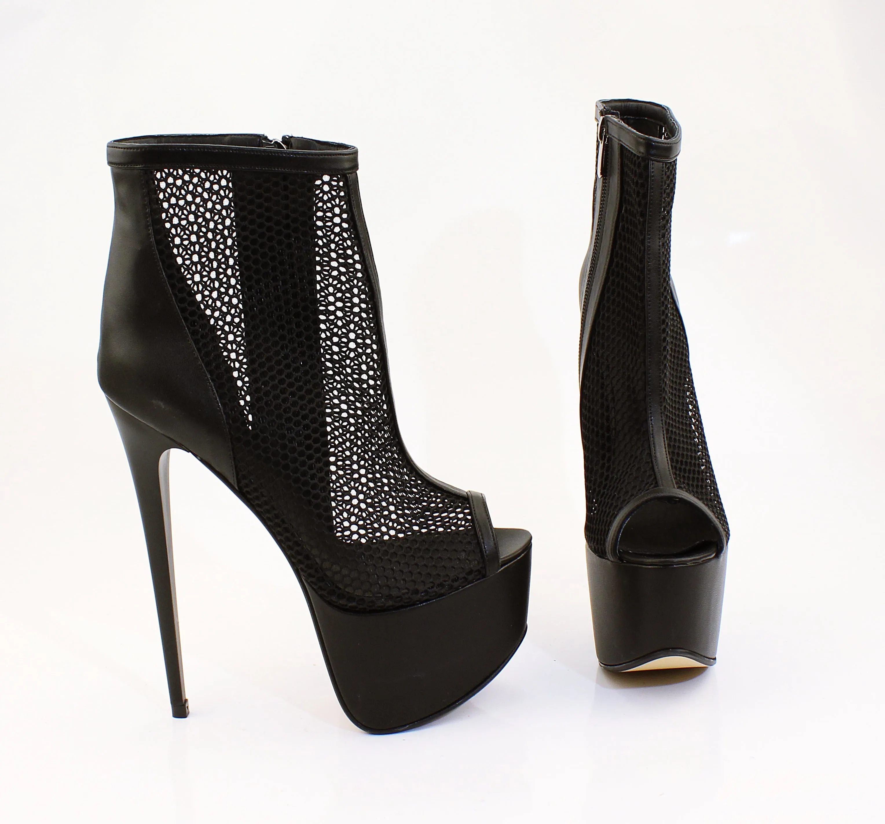 Black Fishnet Platform Booties