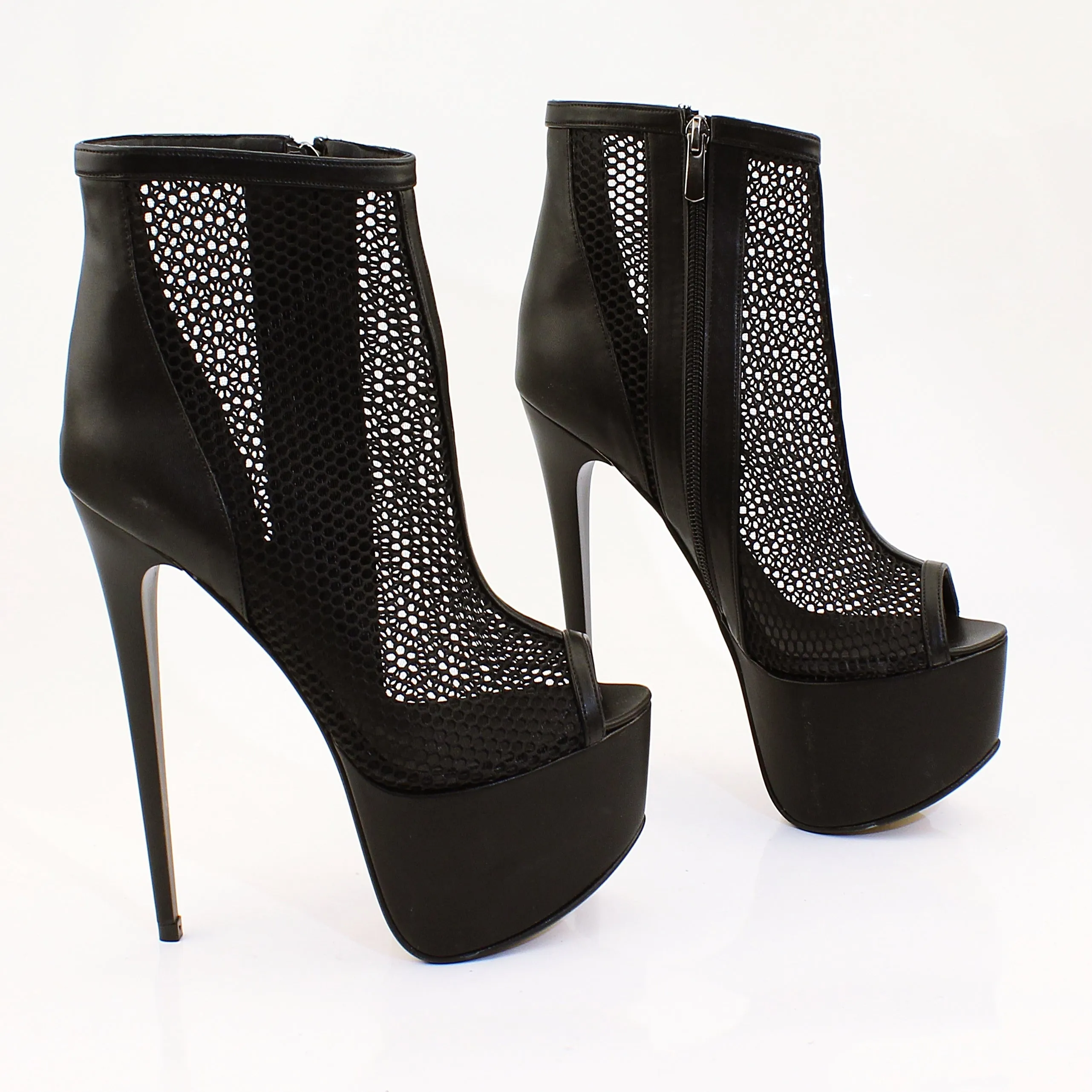 Black Fishnet Platform Booties