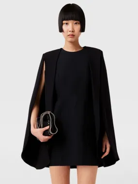 Black Round Neck Cape Mini Dress