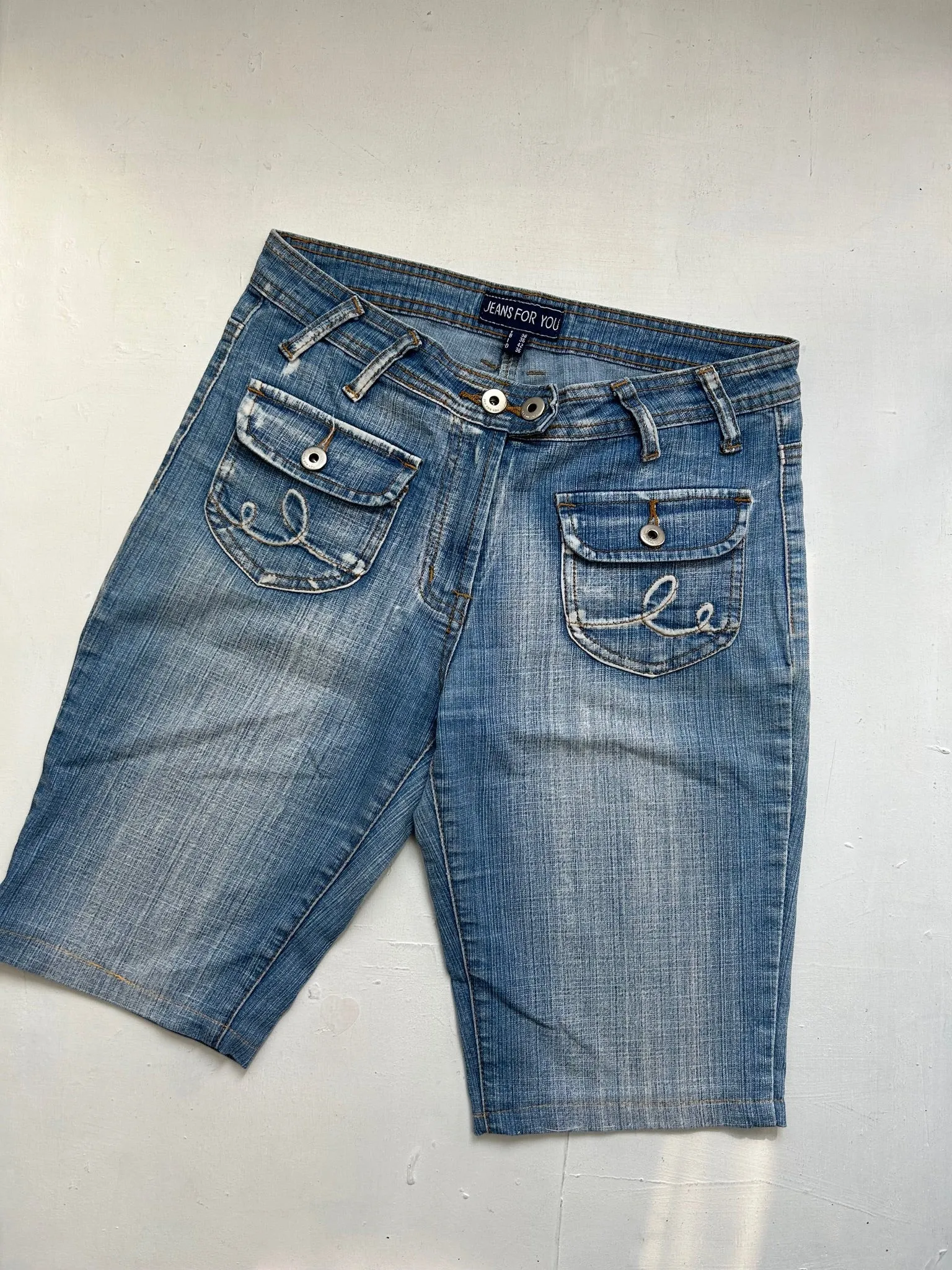 Blue denim low rise mid short (S/M)