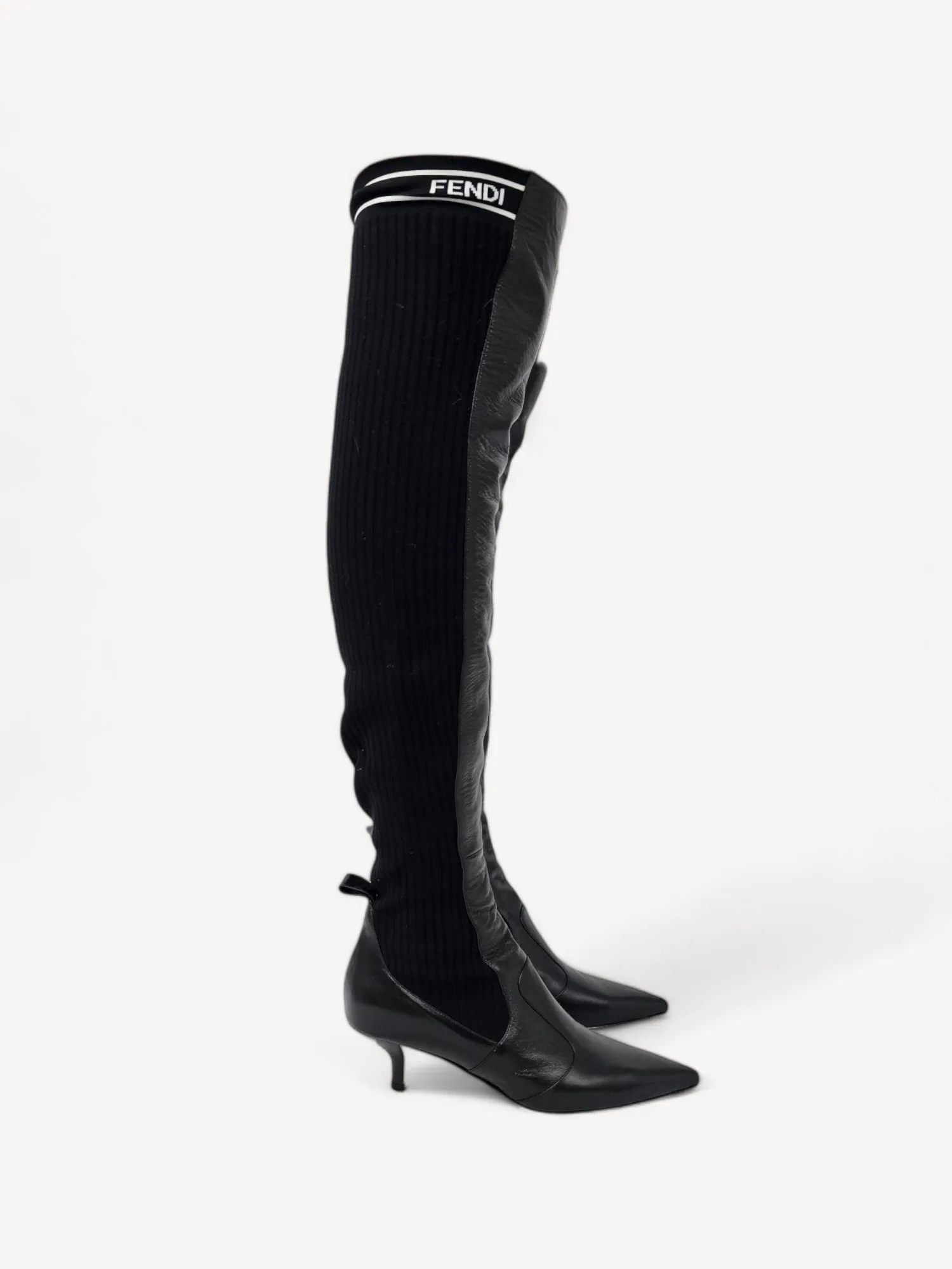 Bota Fendi Over the Knee Couro Preta