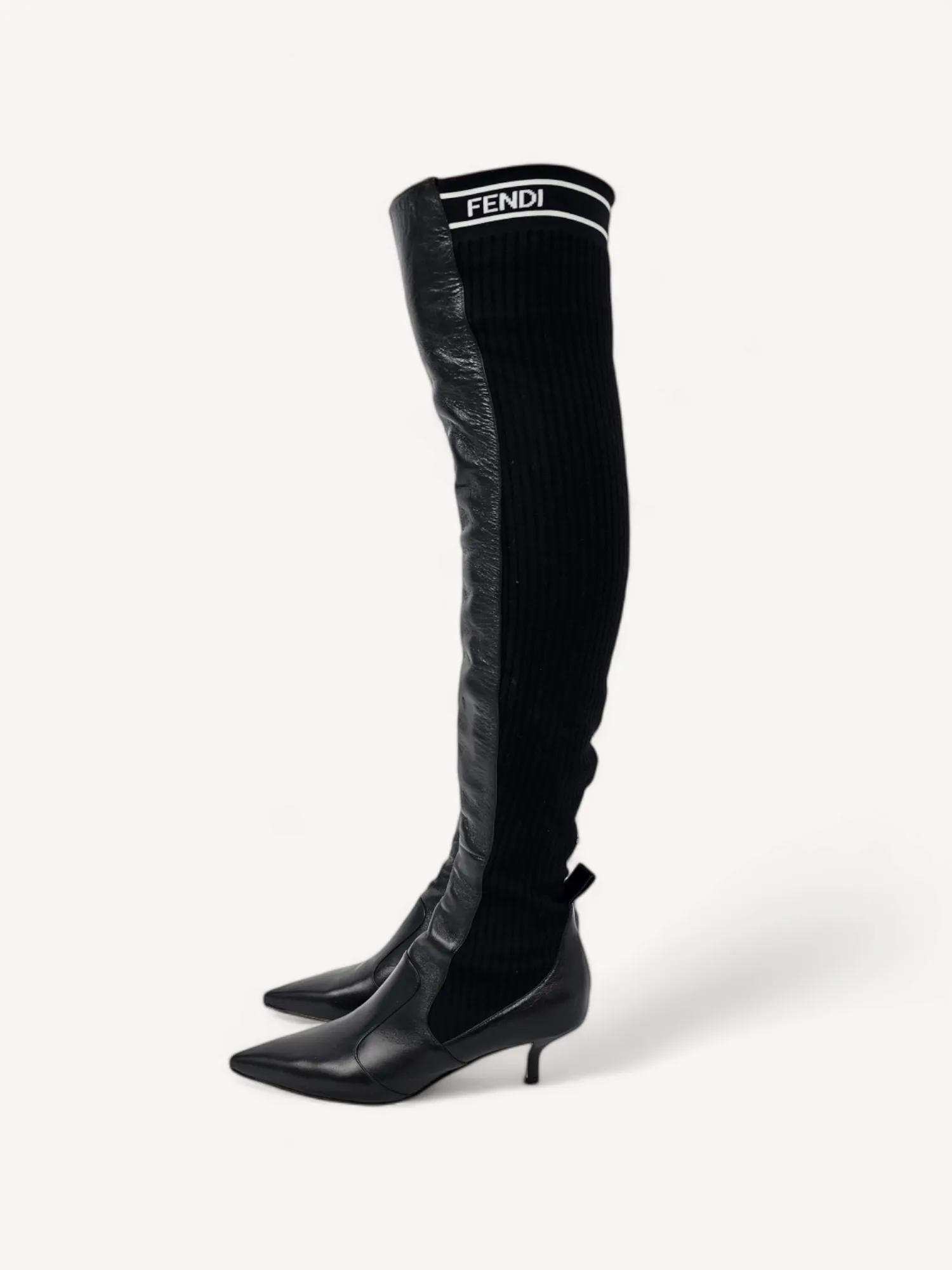 Bota Fendi Over the Knee Couro Preta