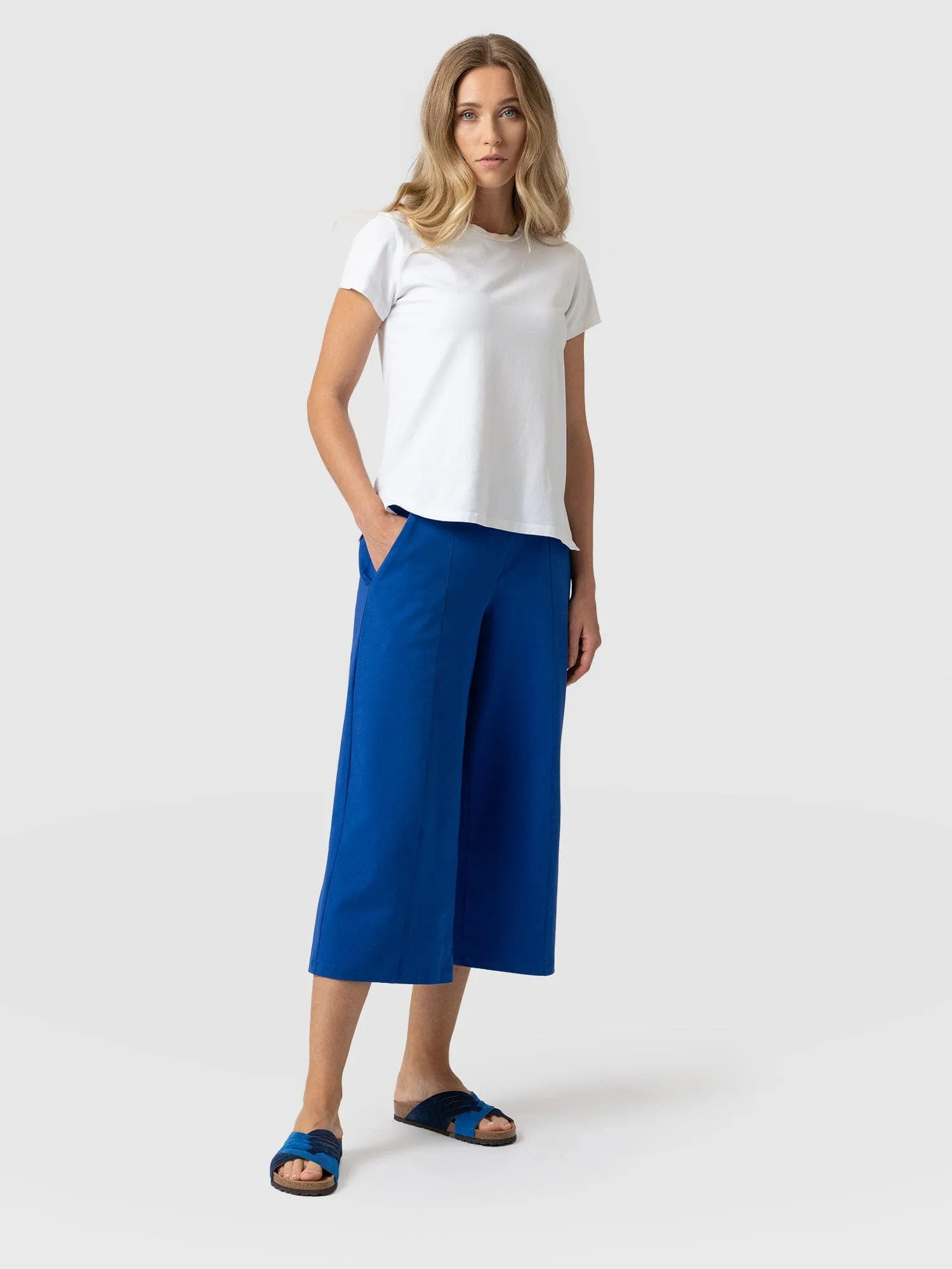 Cara Wide Leg Culotte - Blue