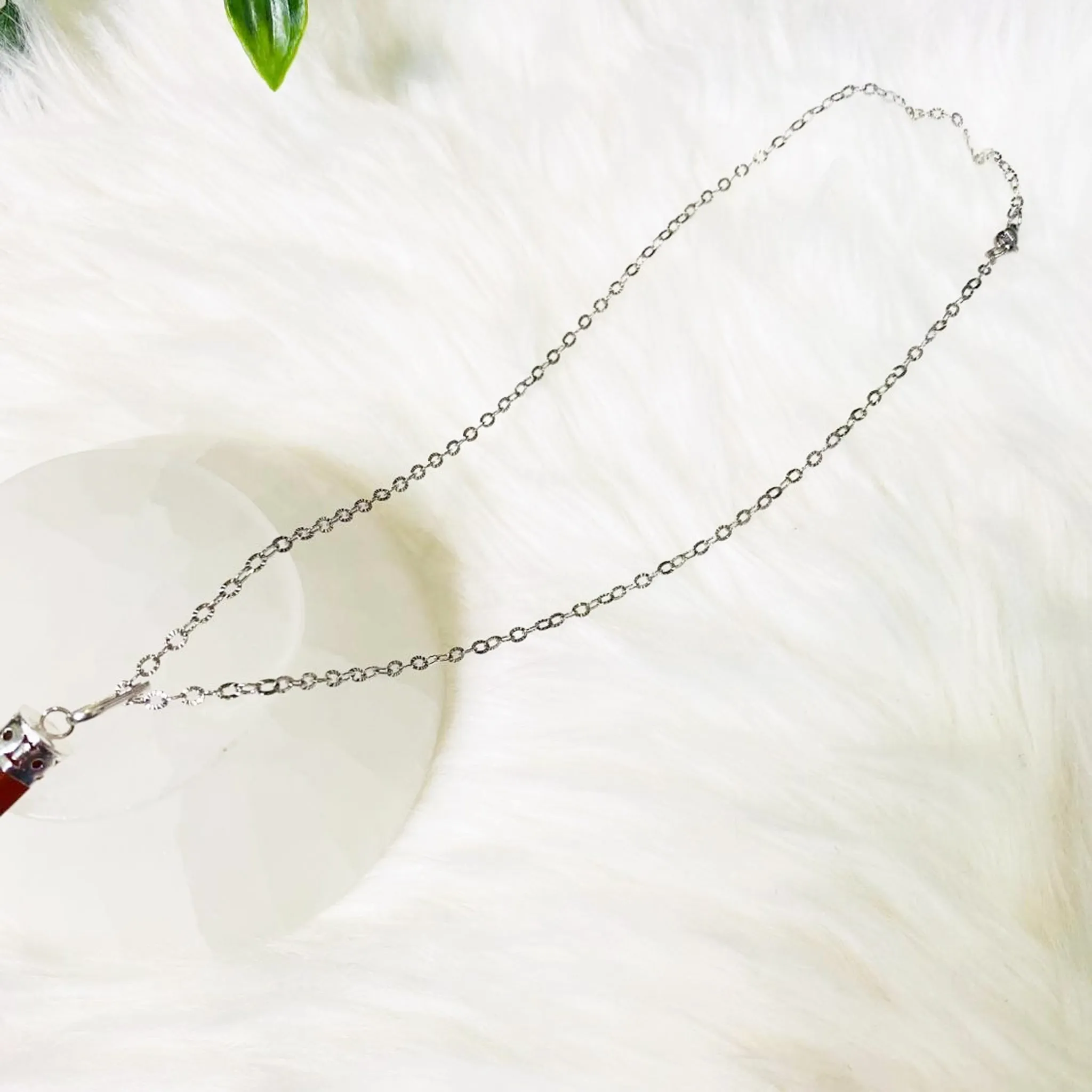 Carnelian Pointed Crystal Necklace with 18k Gold Dipped Silver Chain