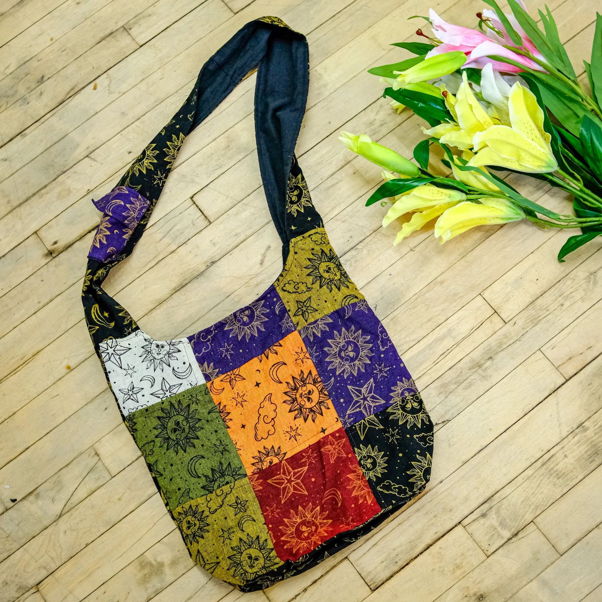 Celestial Patchwork Cotton Messenger Bags