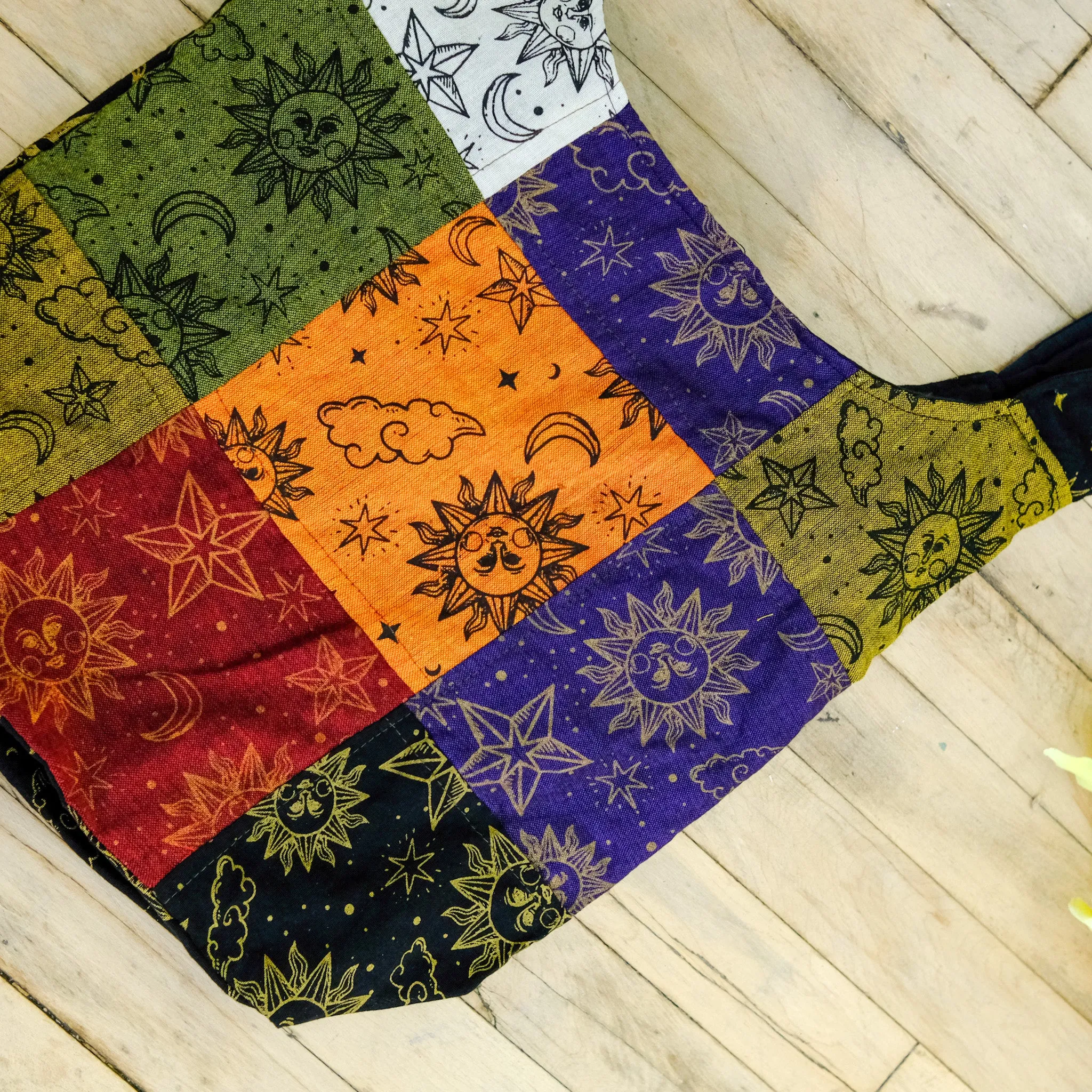 Celestial Patchwork Cotton Messenger Bags