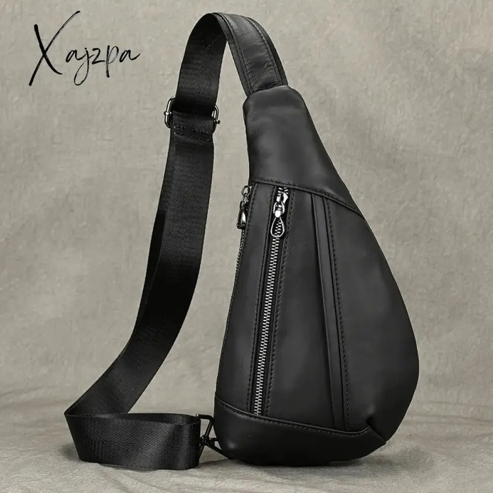 Chest Pack Casual Chest Bag Men Leather Chest Packs Mini Sling Bag Of Male Genuine Leather Crossbody Bag Single Shoulder Men Bag