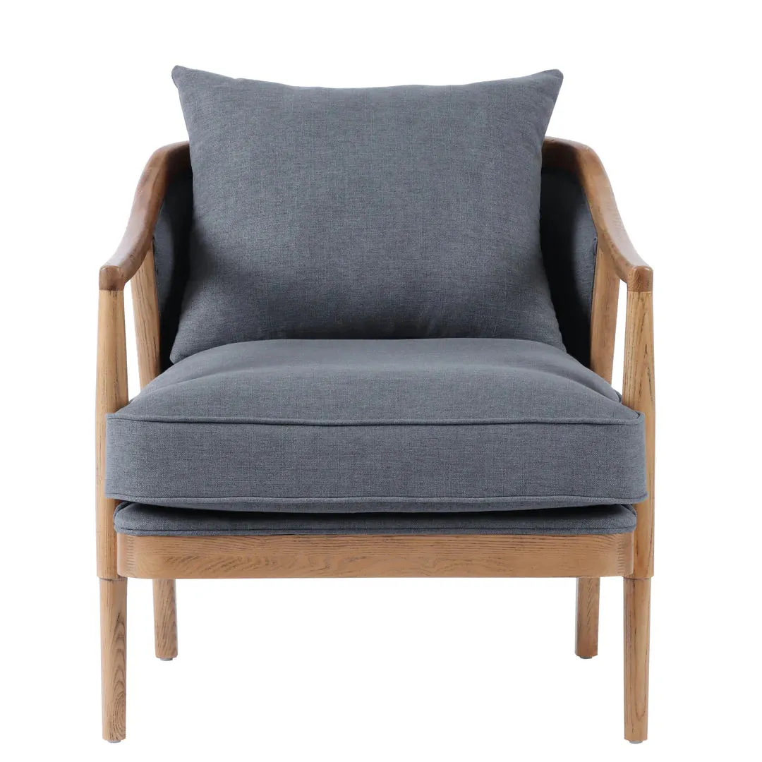 Cooper Oakwood Blue Linen Armchair