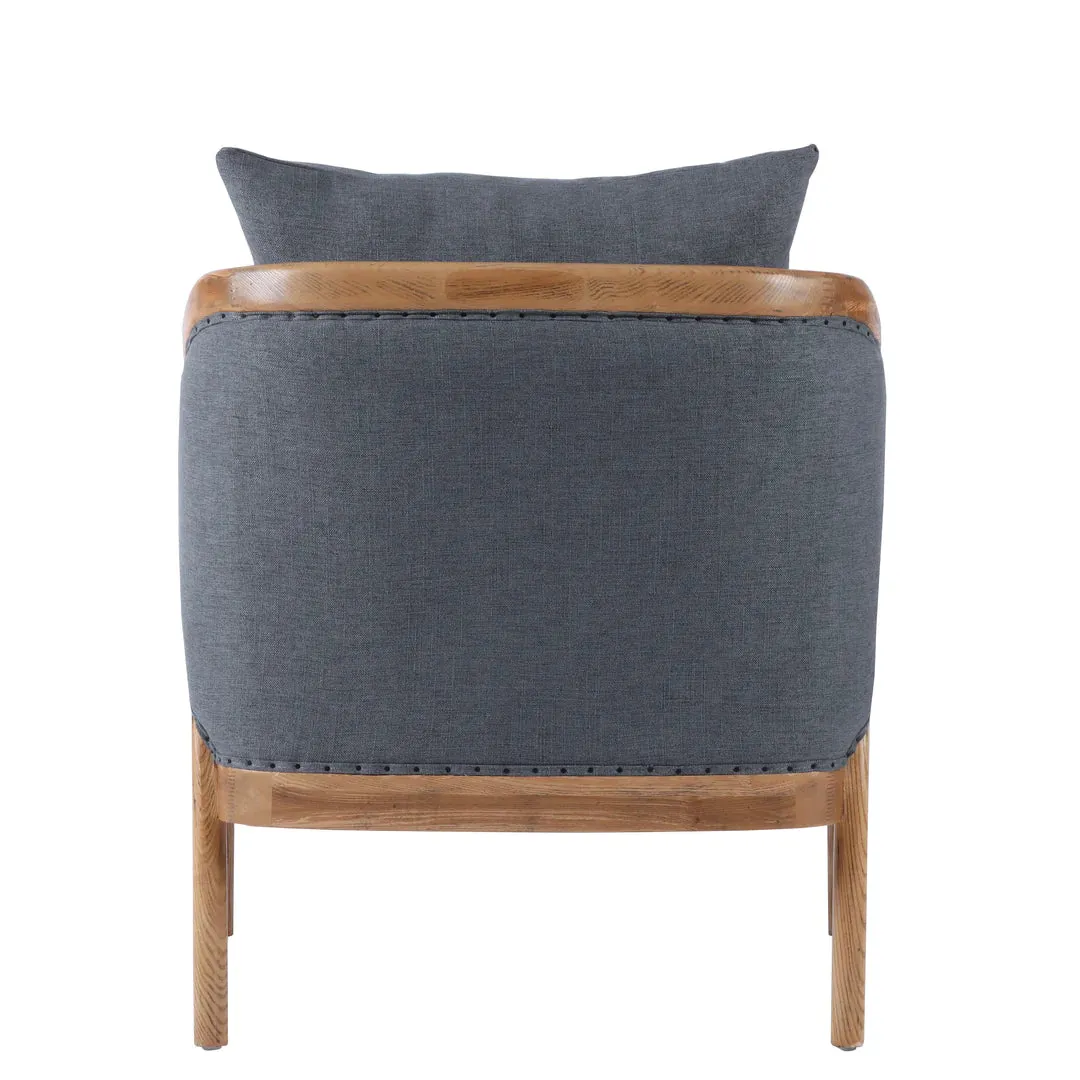 Cooper Oakwood Blue Linen Armchair