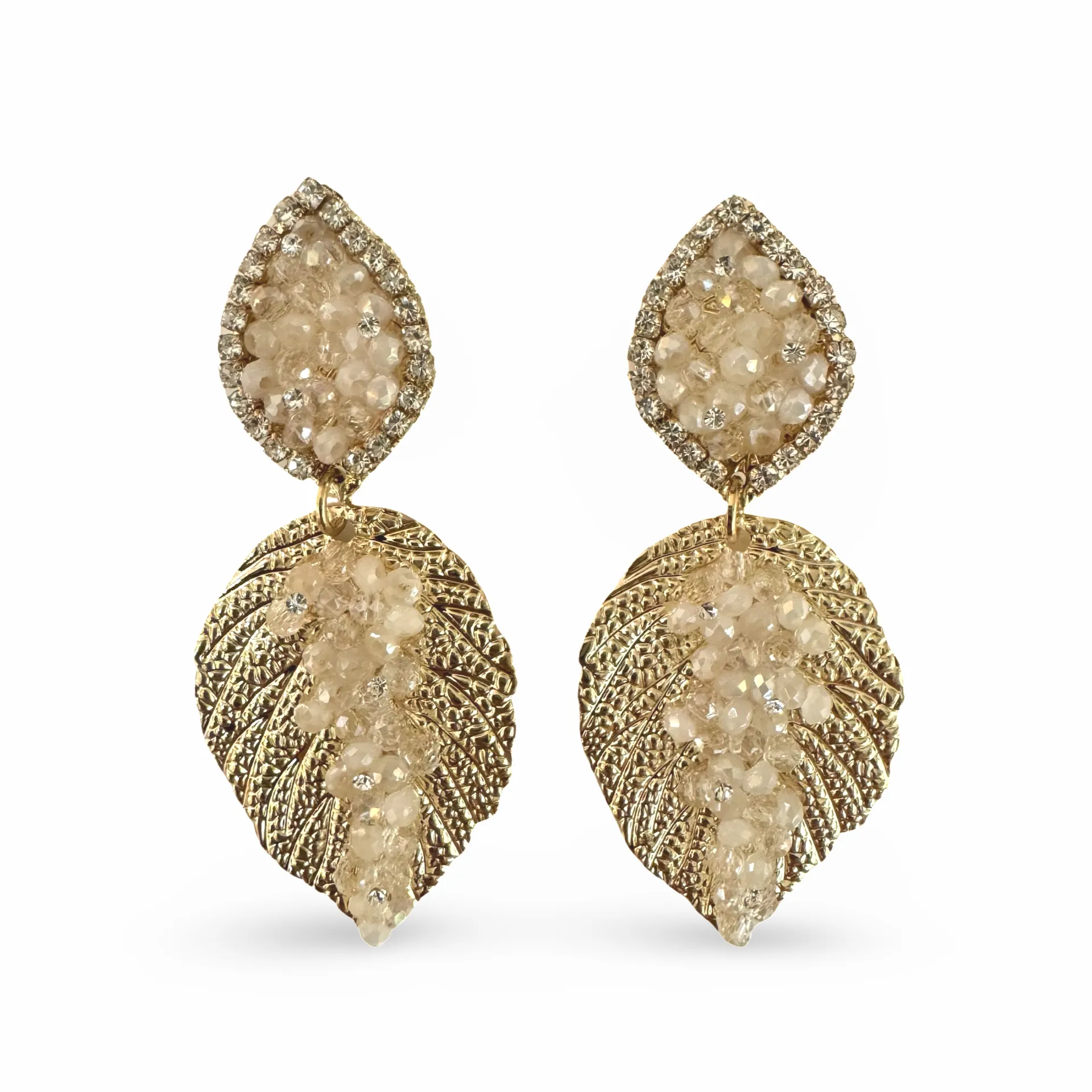 Crysta Leaf Beaded Earrings