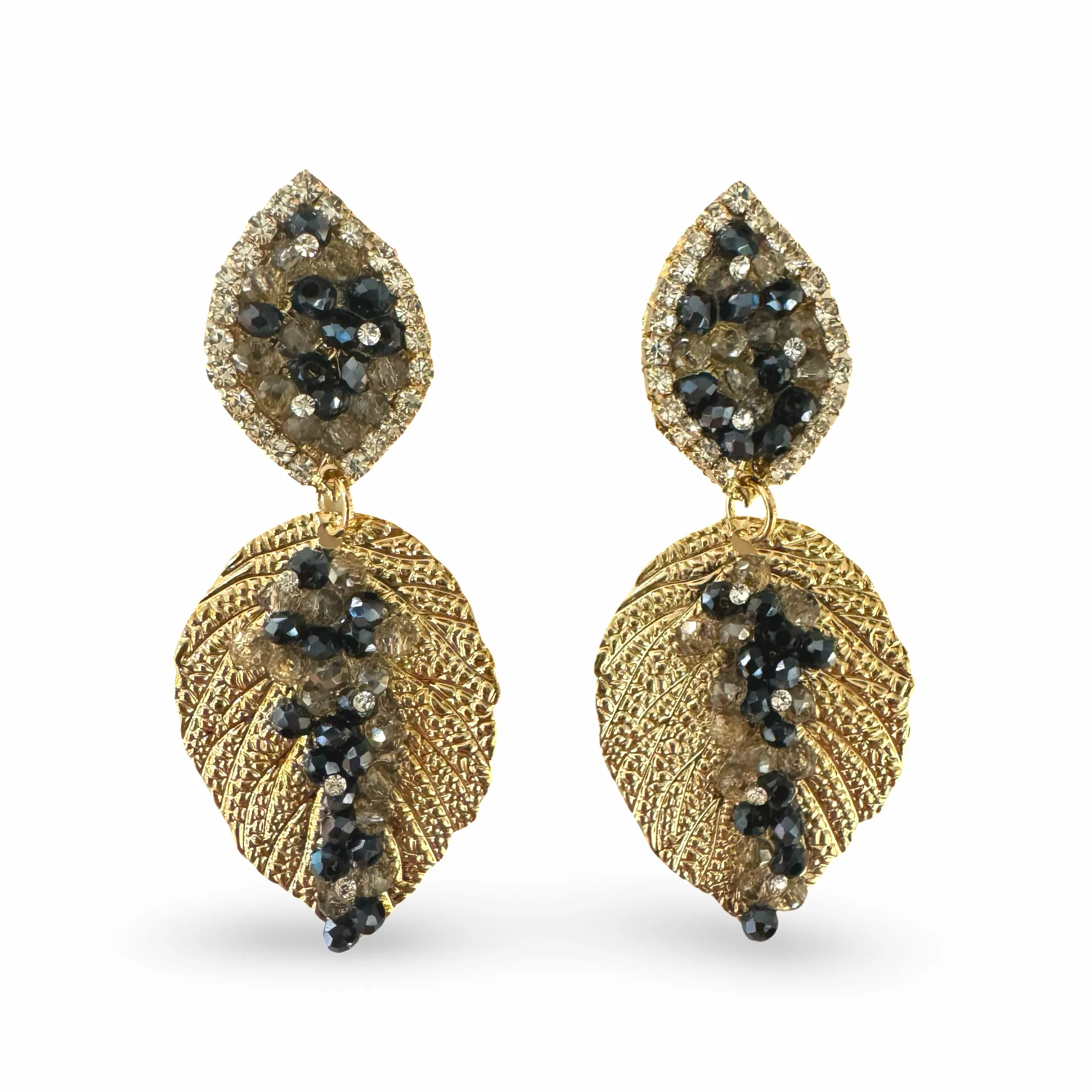 Crysta Leaf Beaded Earrings