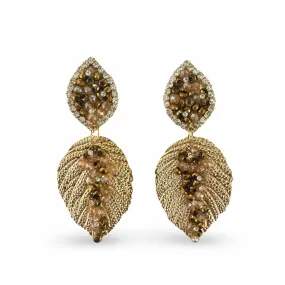 Crysta Leaf Beaded Earrings