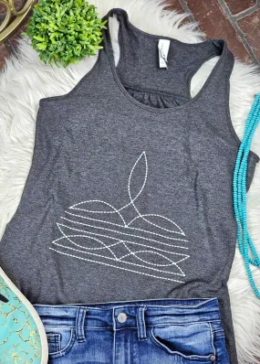 Dark Gray White Boot Stitch Tank Top