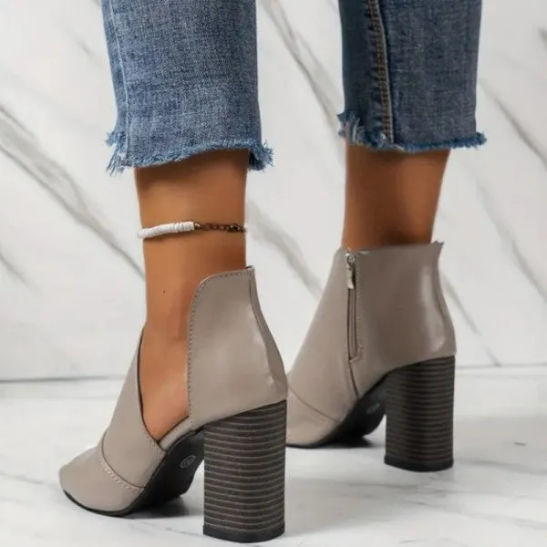 deanwangkt - Grey Casual Patchwork Asymmetrical Fish Mouth Out Door Wedges Shoes (Heel Height 3.54in)