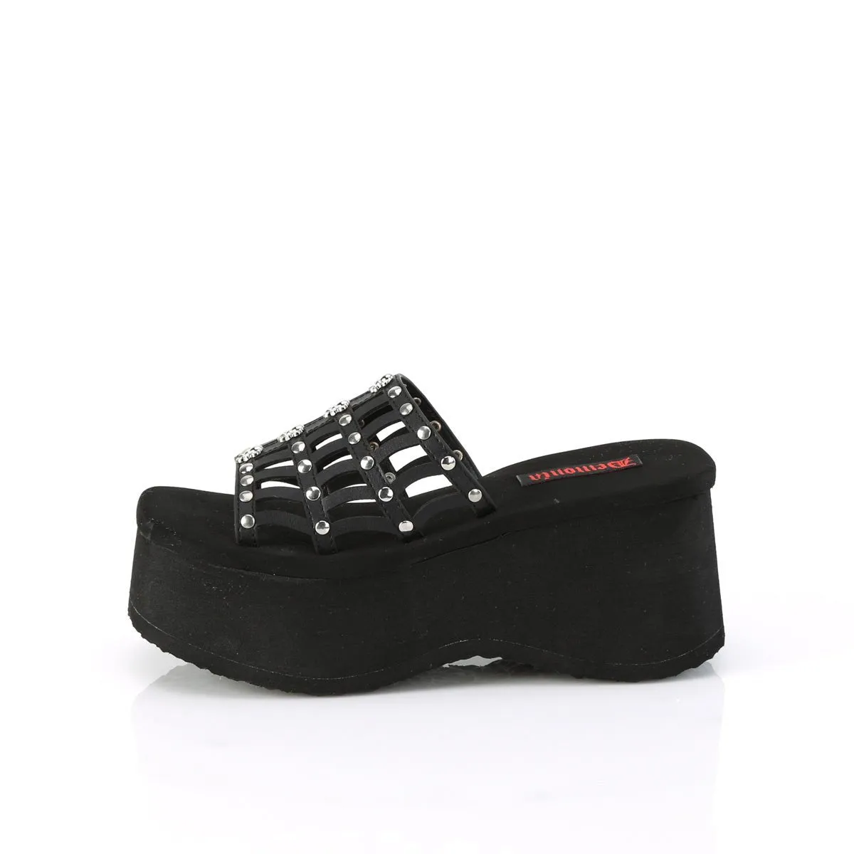 Demonia FUNN-13 | Black Vegan Leather Sandals