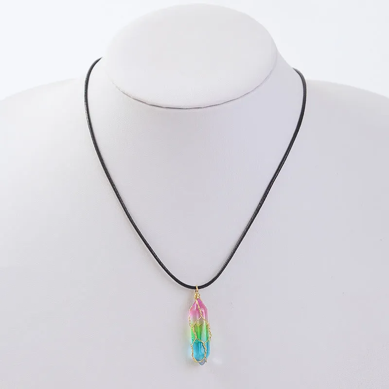 Diamond Crystal Necklace with a Transparent and Geometric Design for Women