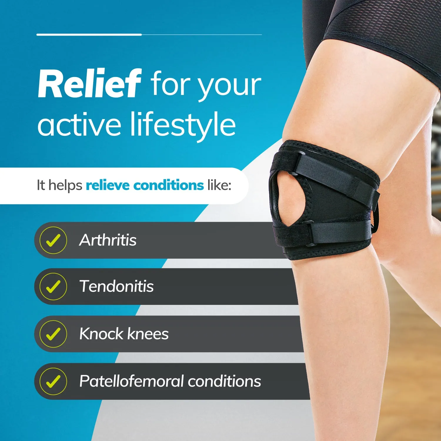 Exercise Knee Brace | Sweat-Resistant Work Out Stabilizer Sleeve for Patella Tracking & Kneecap Pain