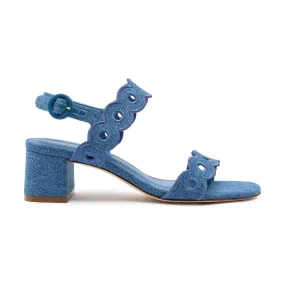 Florence Broderie Sandal In Blue Denim