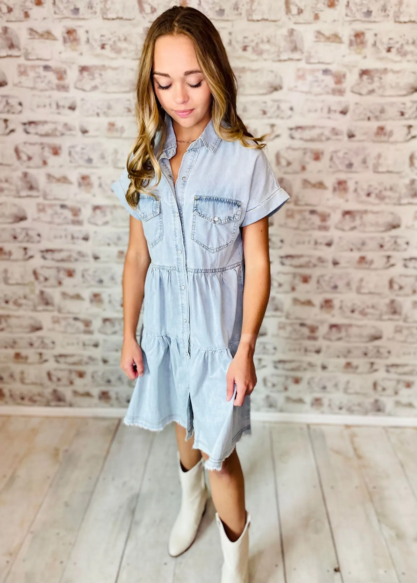 Head Over Boots Denim Dress