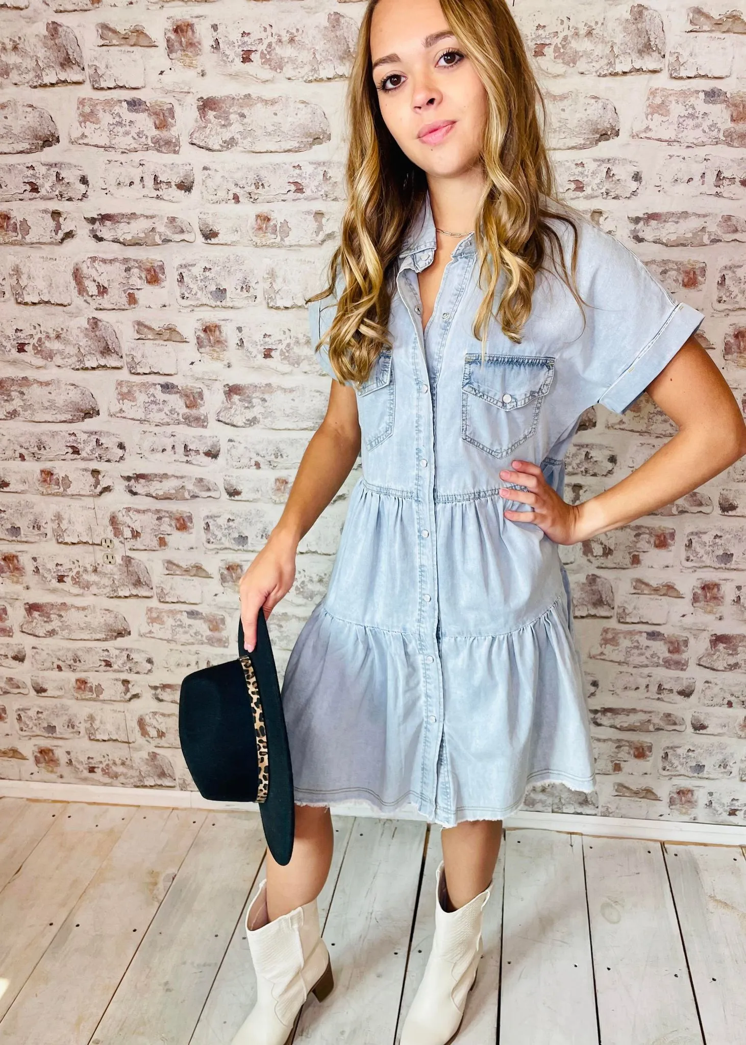 Head Over Boots Denim Dress