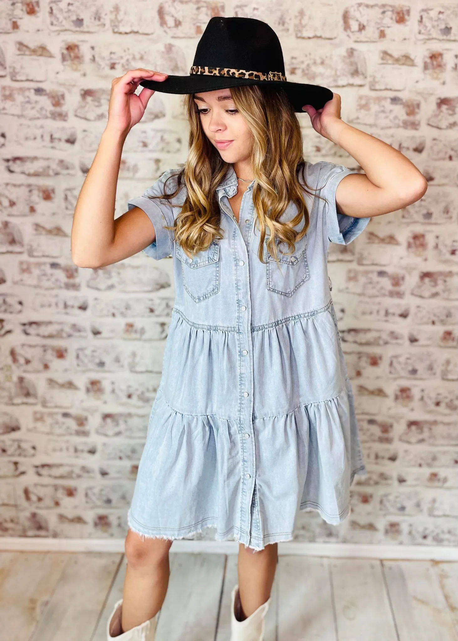 Head Over Boots Denim Dress