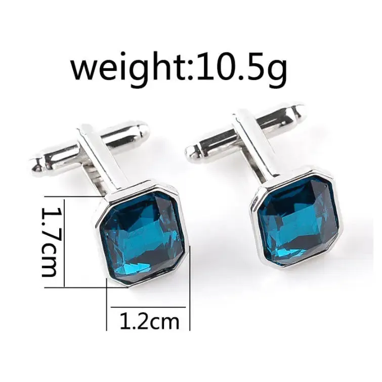 Luxury Men's Blue Crystal Cufflinks