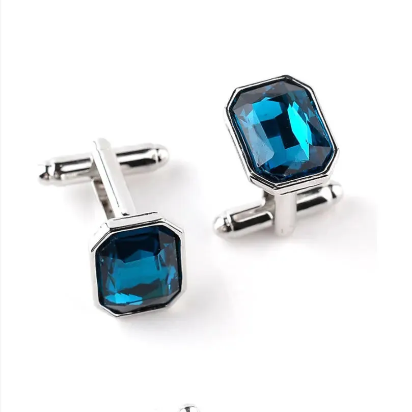 Luxury Men's Blue Crystal Cufflinks