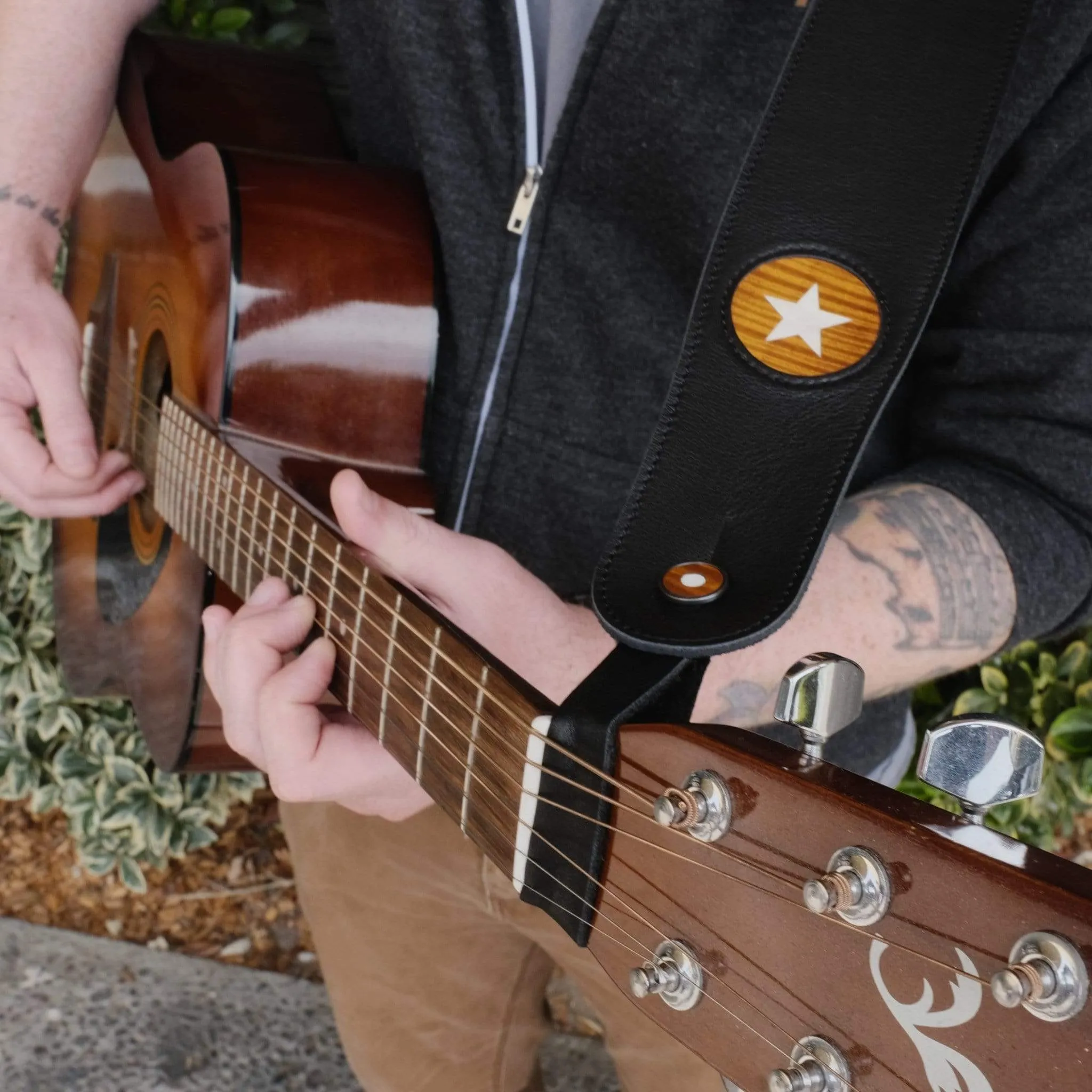 Mother of Pearl & Indian Rosewood | Leather Strap Tie