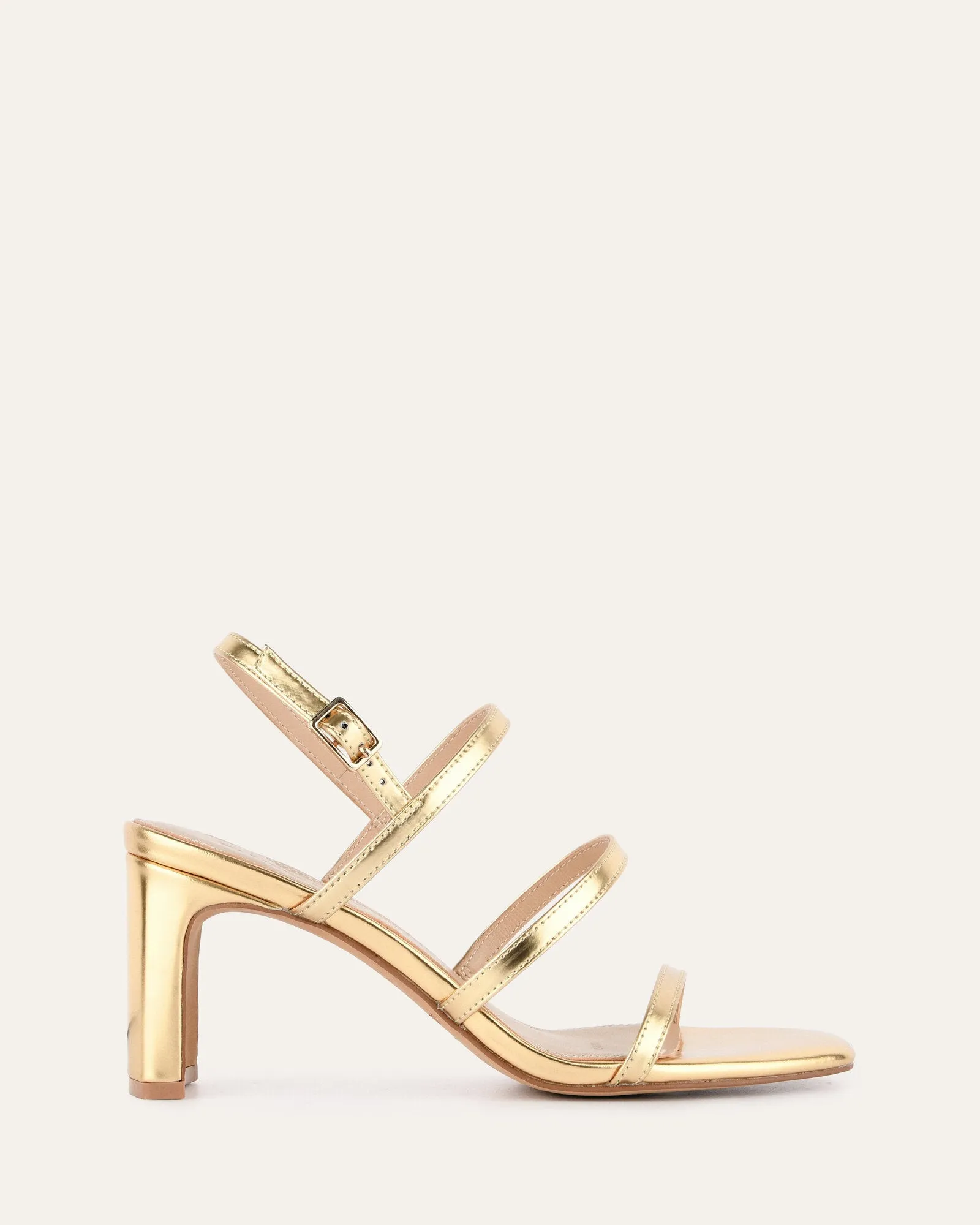 NIX MID HEEL SANDALS GOLD PATENT