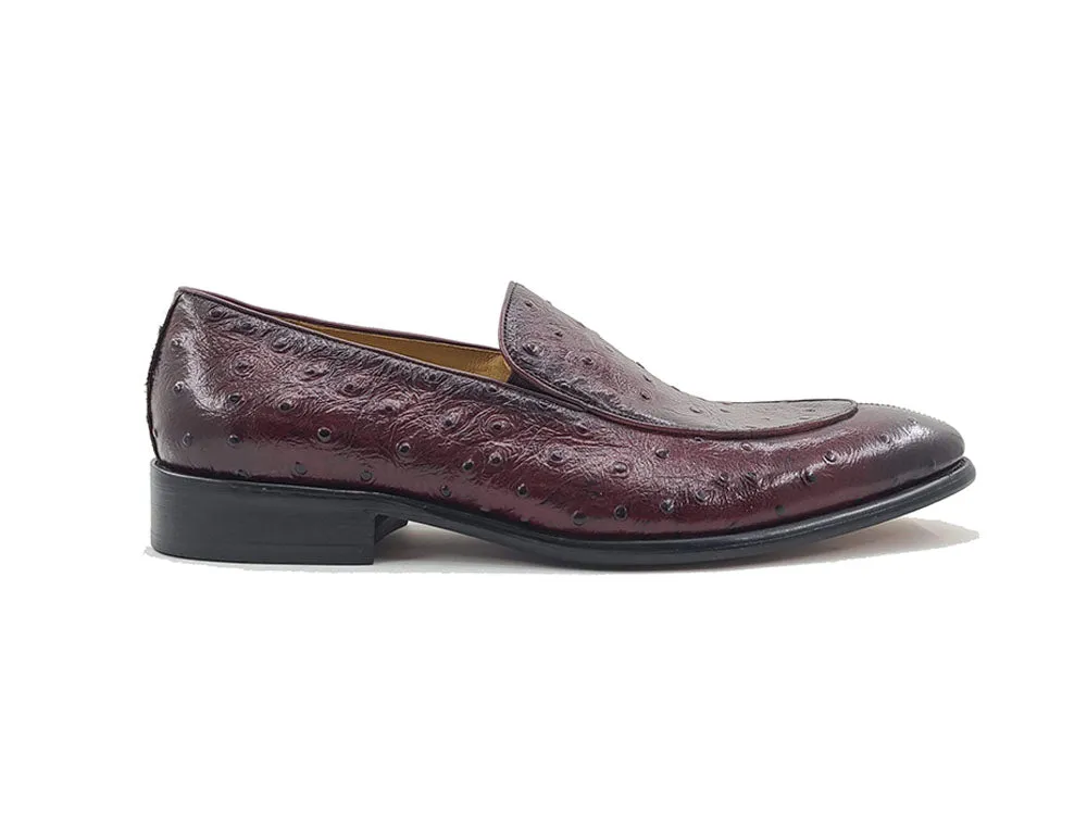 Ostrich Embossed Calfskin Slip-on Loafer